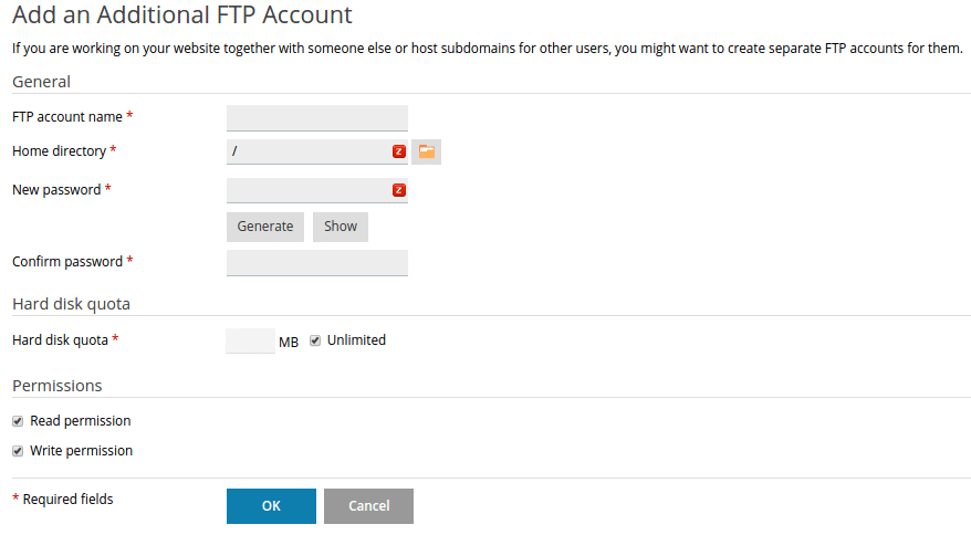 FTP Account in Plesk panel
