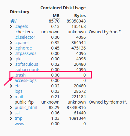 how to delete files in hidden subdirectories in cpanel